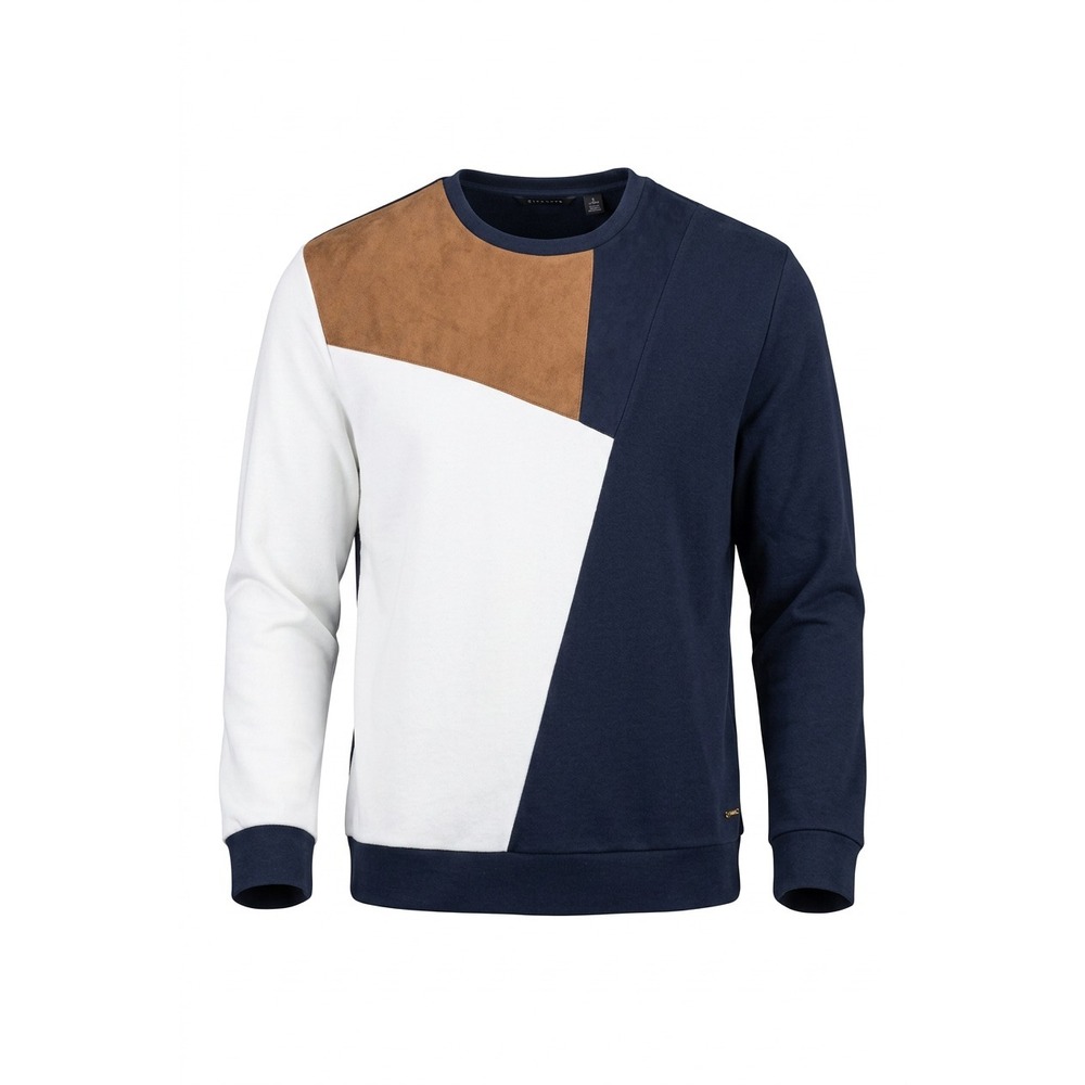 Sean John 3X Crewneck Navy‎ Brown Off-White Suede Vintage Sweater Pull Over Y2k